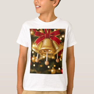 T-shirt Camiseta Sinos de Natal Dourados