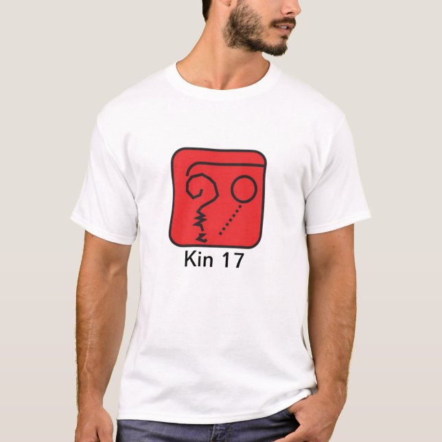 T-shirt Camiseta Tzolkin Terra Vermelha Kin 17 (Devant)