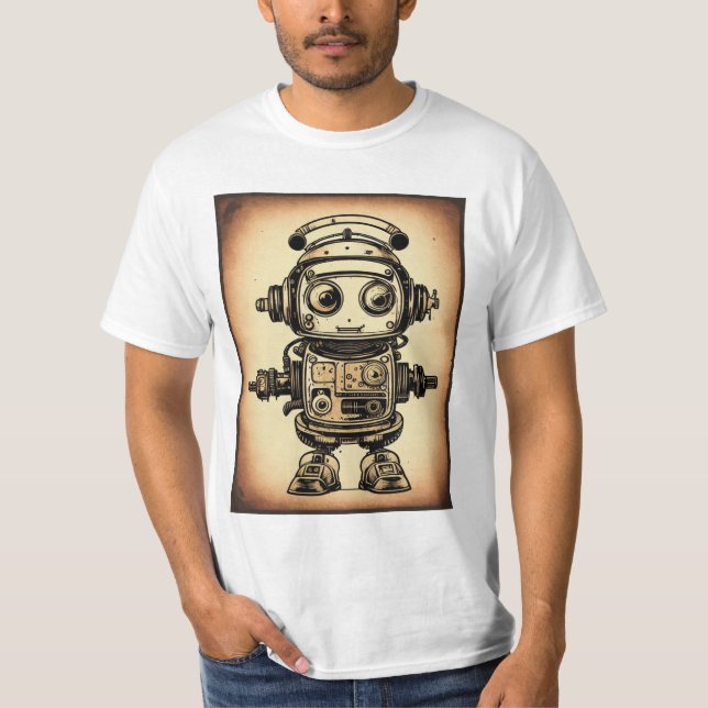 T-shirt Camiseta vintaje robot steampunk IA (Devant)
