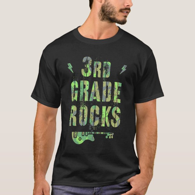 T-shirt Camo 3rd Grade Rocks Camp Teacher Squad Third Grad (Devant)