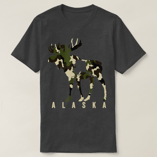 T-shirt Camo Alaska Chasse à l'orignal Alaska Chasse à l'o (Design devant)