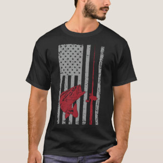 T-shirt Camo American Flag Bass Fishing Gift USA Cool Drap