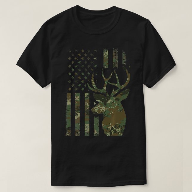 T-shirt Camo American Flag Chasse de canard cadeau pour El (Design devant)