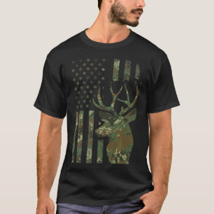 T-shirt Camo American Flag Chasse de canard cadeau pour El