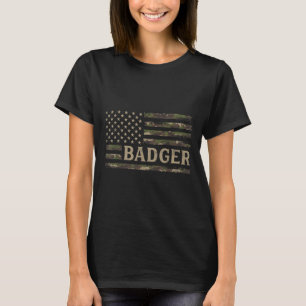 T-shirt Camo Blaireau Camouflage Drapeau Usa Amateur D'ani