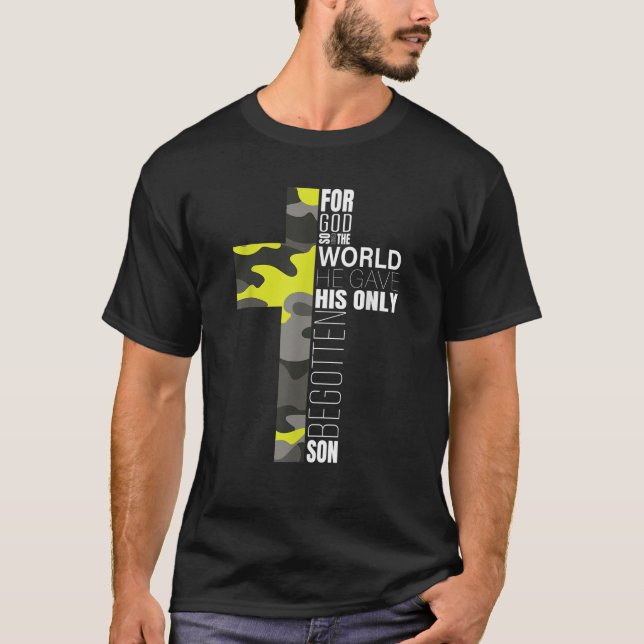 T-shirt Camo Christian Bible Verse Cadeaux Jean 3 16 Foi G (Devant)