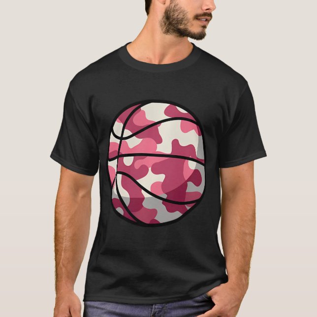 T-shirt Camo de basket-ball rose - Basket-ball en camoufla (Devant)