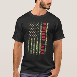 T-shirt Camo Drapeau Américain vintage 2004 18 Ans 18ème