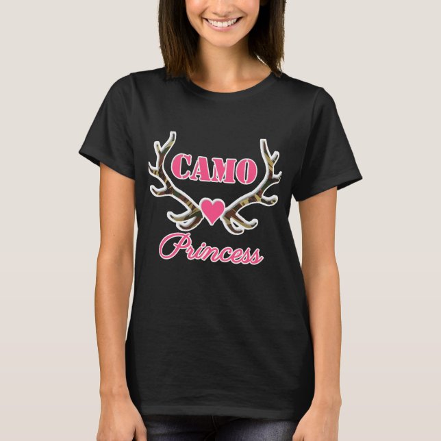 T-shirt Camo Princess Antlers Camouflage rose (Devant)