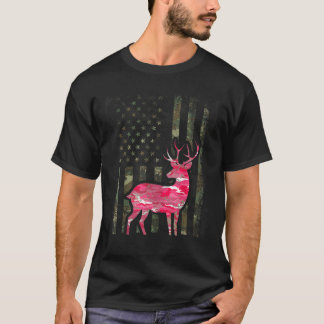 T-shirt Camo rose Drapeau Camouflage Buck Chasse Wo