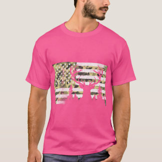 T-shirt Camo Us Drapeau Cerf Elk Buck Camoflage Chasse Cha