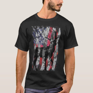 T-shirt Camo USA Flag Whitetail Deer Buck Camouflage Hunti