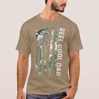 T-shirt Camoue USA Drapeau Reel Cool Papa Basse Pêche Père