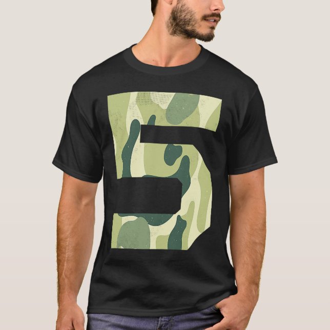 T-shirt Camouflage Anniversaire garçon 5Y petit officier m (Devant)