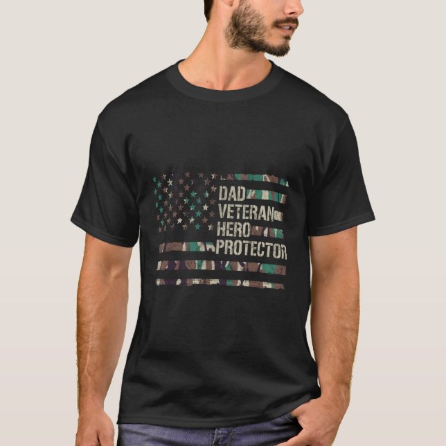 T-shirt Camouflage du drapeau Papa Usa vétéran (Devant)