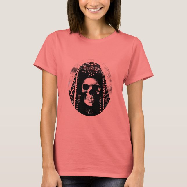 T-shirt Camouflage pour dames crâne gothique (Devant)