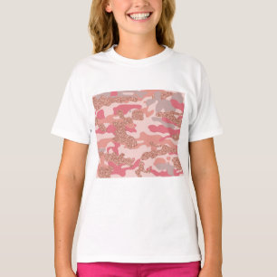T-shirt Camouflage Rose Gold Blush Pink Camo Motif de l'ar