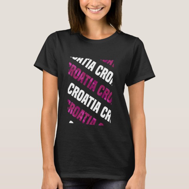 T-shirt Camouflage rose Motif Croatie (Devant)