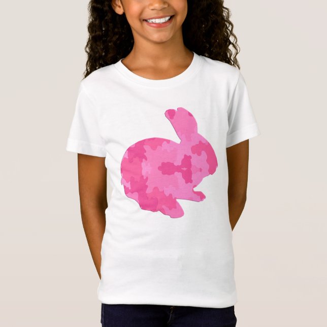 T-Shirt Camouflage rose Silhouette Chemise lapin de Pâques (Devant)