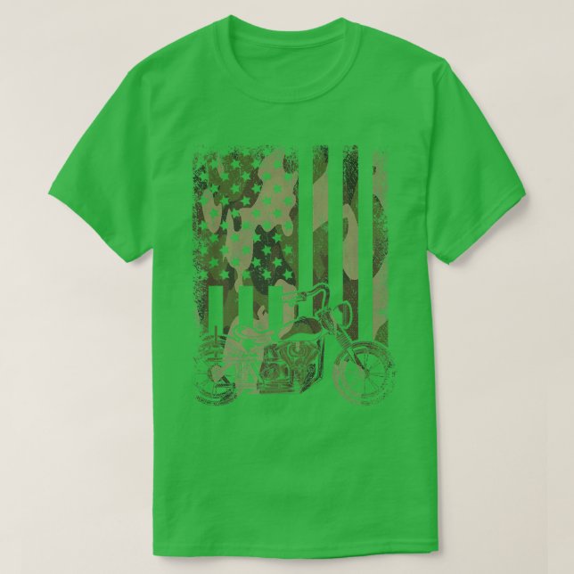T-shirt Camouflage US Drapeau Moto États-Unis Vélo (Design devant)