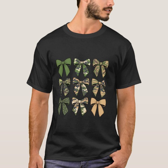 T-shirt Camouflage Vieux Camo Bow Camo Coquette Chasse aux (Devant)