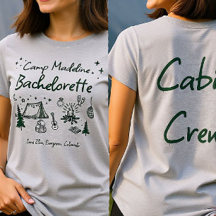 T-shirt Camp Bachelorette Camping Crew Cabine tiré main