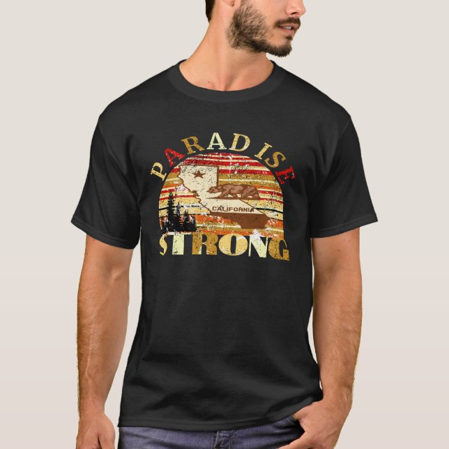 T-shirt camp de paradis feu californie solide chemise vint (Devant)