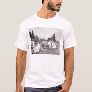 T-shirt Camp de Teepee de Natif américain, Montana, c.190