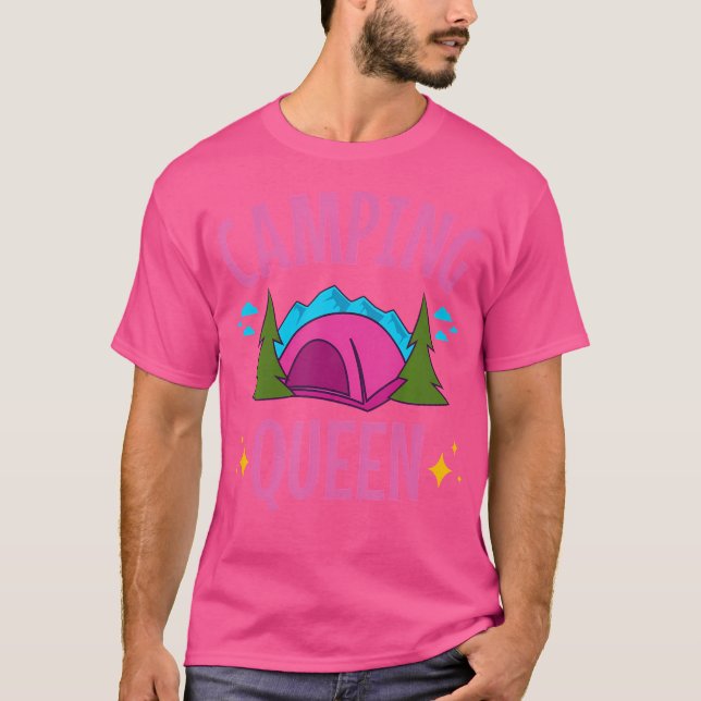 T-shirt Camp de tentes Femmes Filles Camping Reine (Devant)