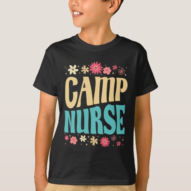 T-shirt Camp Nurse Floral Outfit Summer Camping Registered (Devant)