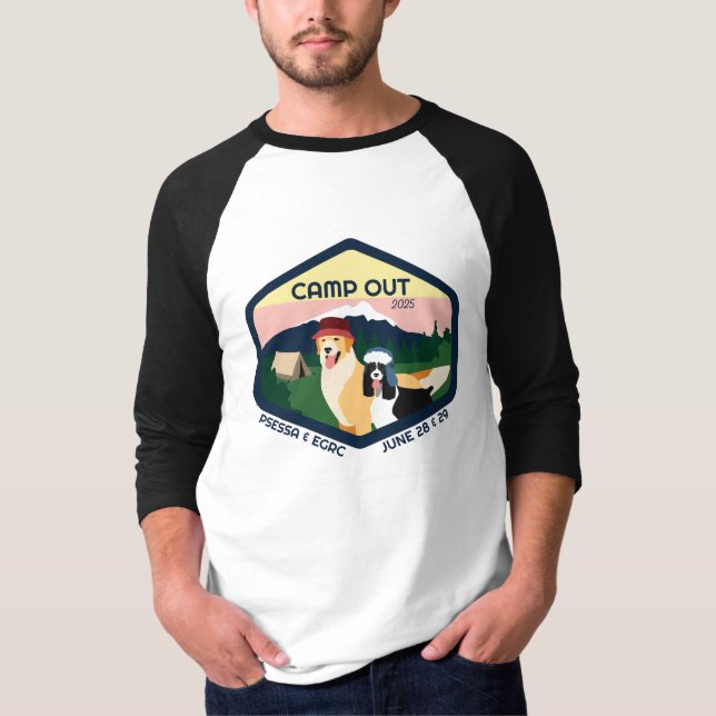T-shirt Camp Out 2025 de baseball Tee (Devant)