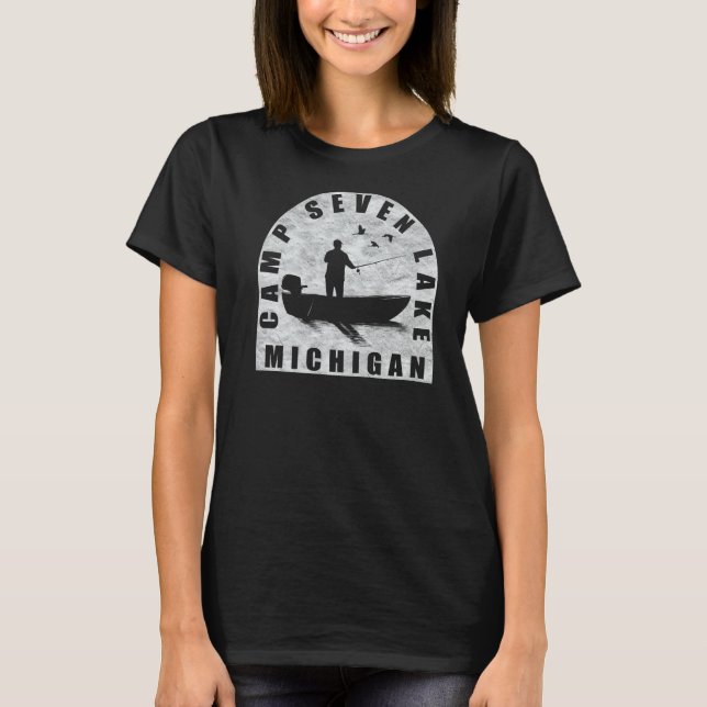 T-shirt Camp Seven Lake Fishing Michigan (Devant)