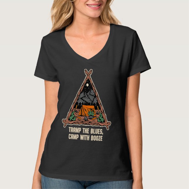 T-shirt Camp with Booze Camping Beer  Camper Drinker Drink (Devant)