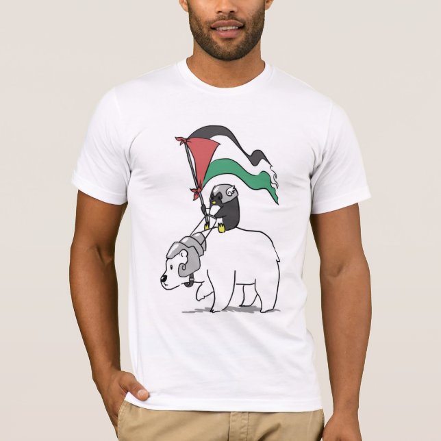T-shirt Campagne de solidarité de la Palestine du pingouin (Devant)