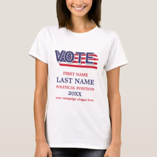 T-shirt Campagne Politique Rouge Blanc Et Bleu Personnalis