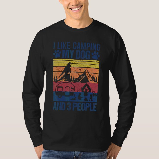 T-shirt Camper Drôle J'Aime Camping Mon Chien Et Trois Per (Devant)