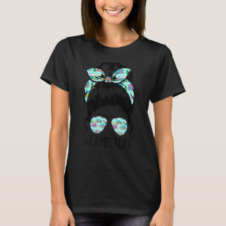 T-shirt Camper Life Messy Bun Cheveux Fête des Mères Campi