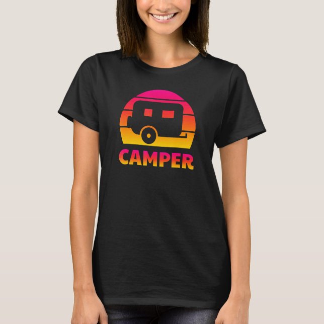 T-shirt Camper Retro Sun - Camping Trailer Travel Fun (Devant)