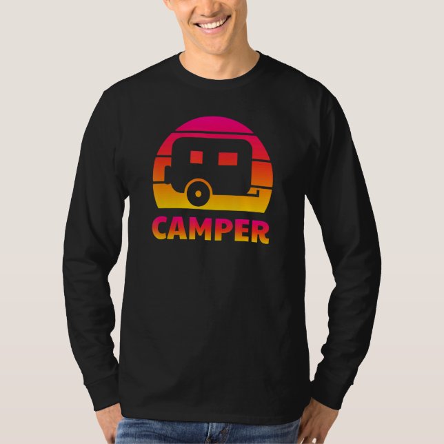 T-shirt Camper Retro Sun - Camping Trailer Travel Fun (Devant)