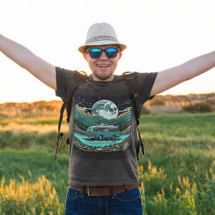 T-shirt Camper turquoise Vintage RV dans les montagnes Ret