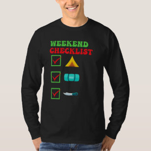 T-shirt Camper Weekend Checklist Tente Sac couchage Coutea
