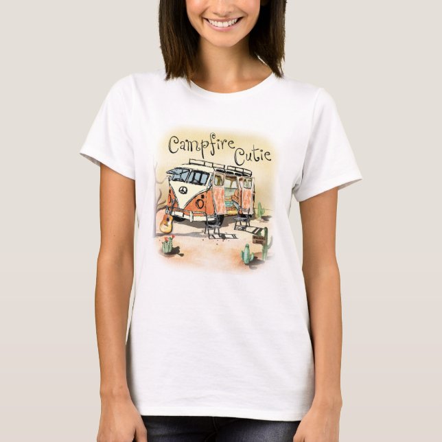 T-shirt Campfire Cutie Camping Vintage (Devant)