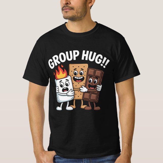T-shirt Campfire S’mores Vibes Funny Group Hug Camping Tee (Devant)