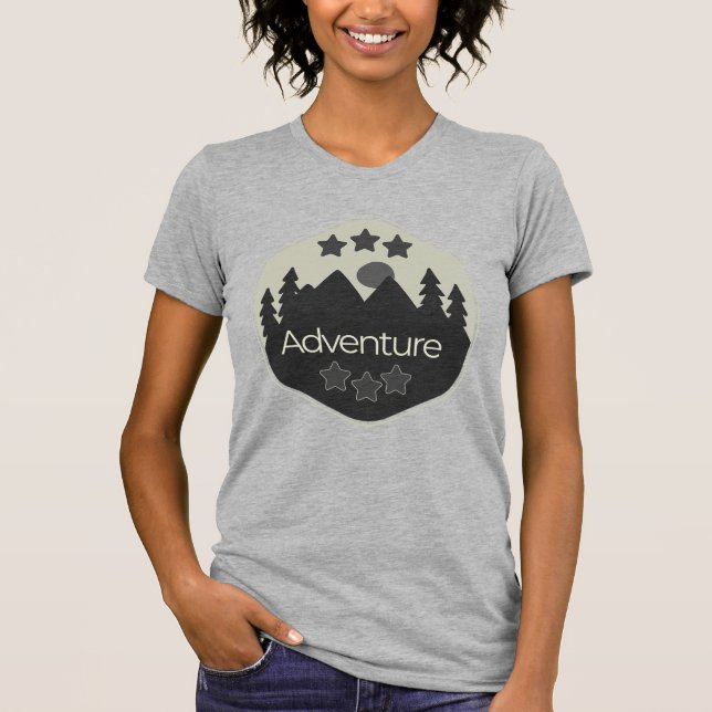 T-shirt Camping amusant, l'aventure attend (Devant)