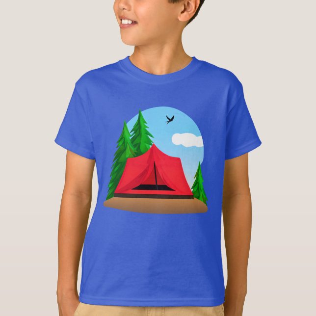 T-shirt Camping avec arbres À feuillage persistant Tee's K (Devant)