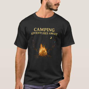 T-shirt Camping Aventures Await Camper Vacation Camp Trip