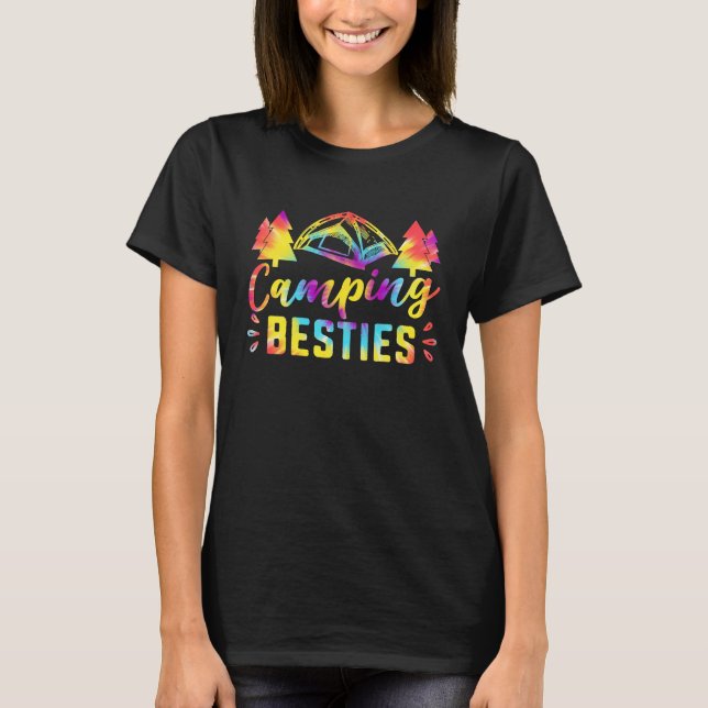 T-shirt Camping Besties Meilleurs Amis Camp d'été (Devant)