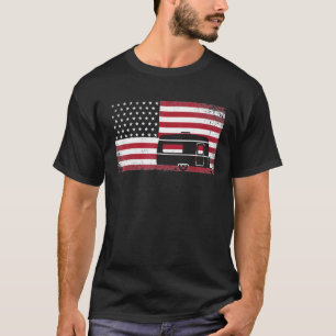 T-shirt Camping Camper Rv Drapeau américain 4 juillet Patr