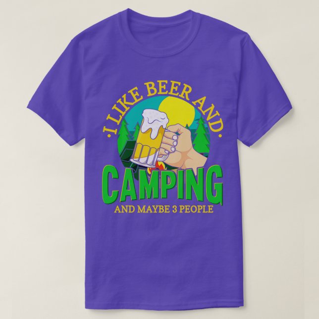 T-shirt Camping Camping Et Bière (Design devant)