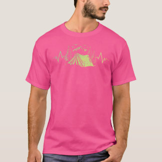 T-shirt Camping Chaises De Camping Heartbeat Pour Adultes